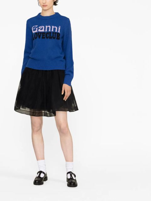 GANNI logo-intarsia jumper - Blue