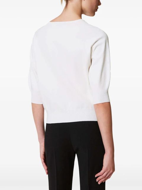 TWINSET Oval T-plaque cut-out sweater - White