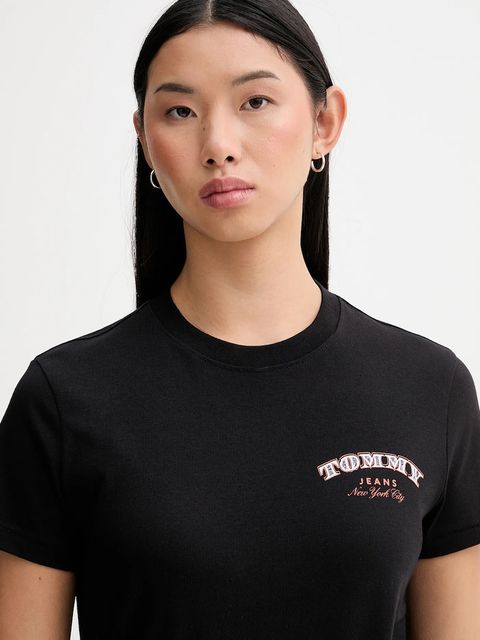 Tommy Jeans t-shirt bawełniany damski kolor czarny DW0DW22516