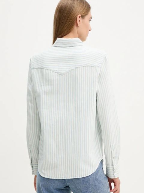 Levi's koszula jeansowa damska kolor biały regular z kołnierzykiem klasycznym