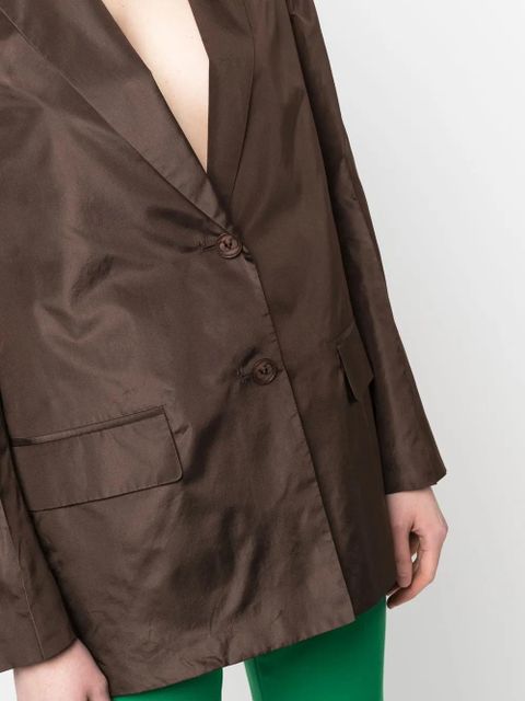 Valentino Garavani crinkled-effect single-breasted silk blazer - Brown