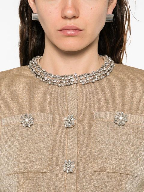 Self-Portrait embellished ruffled knitwear - Gold