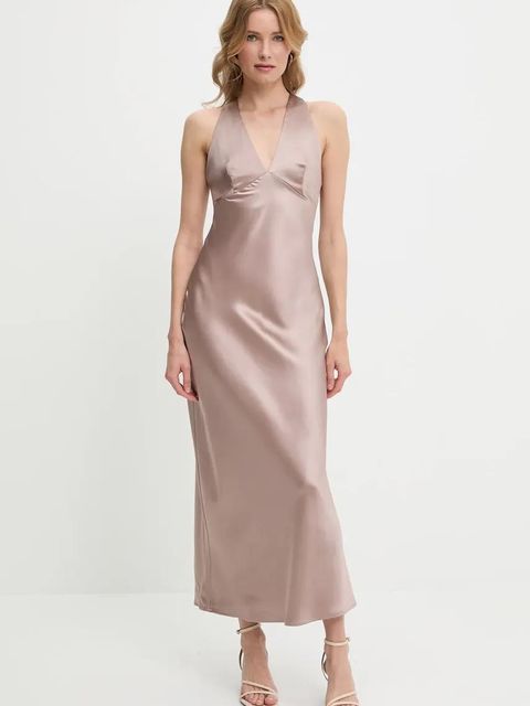 Answear.LAB sukienka kolor brązowy maxi dopasowana