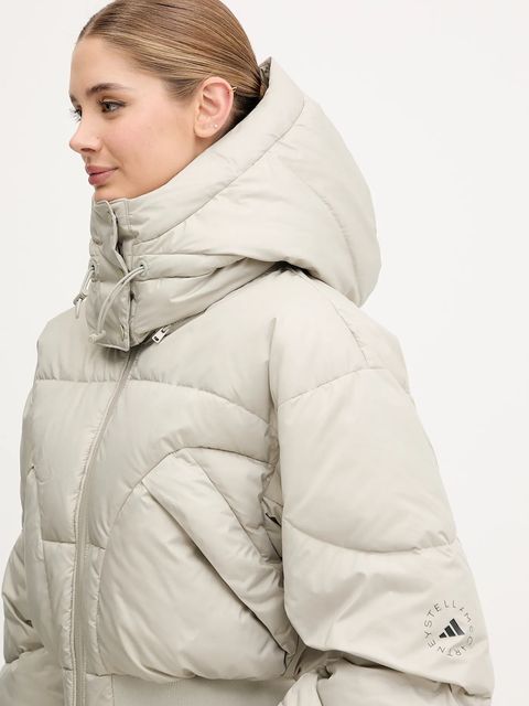 adidas by Stella McCartney kurtka ASMC Crop kolor beżowy zimowa oversize KA0645 - zdjęcie produktu nr 2