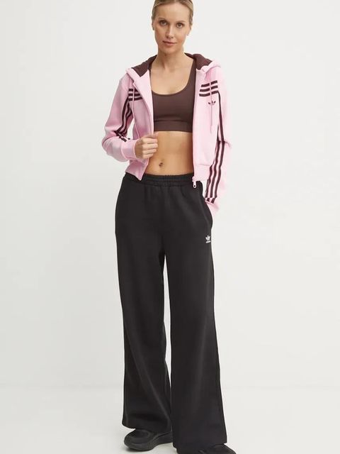 adidas Originals spodnie dresowe Femme Galore Wideleg Fleece Pants kolor czarny gładkie JN3030 - zdjęcie produktu nr 2