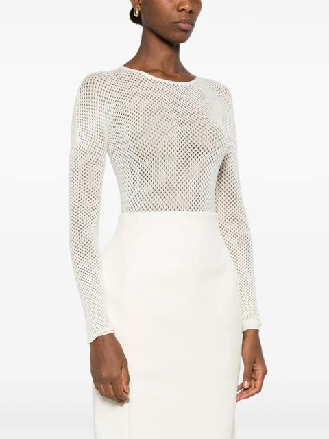 WARDROBE.NYC mesh-knit bodysuit - White
