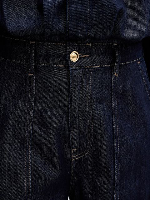 Sisley kombinezon jeansowy kolor granatowy z kołnierzykiemm 447ZLT00Q