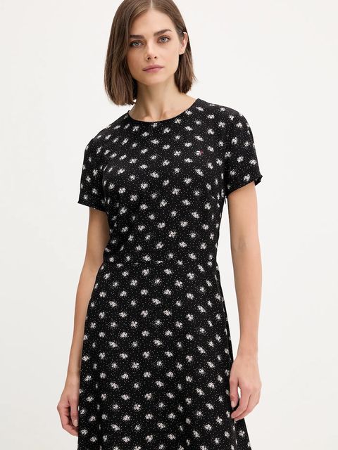 Tommy Jeans sukienka kolor czarny mini rozkloszowana DW0DW21120 - zdjęcie produktu nr 1
