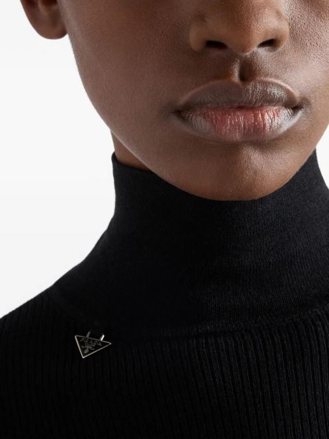 Prada ribbed logo turtleneck sweater - Black