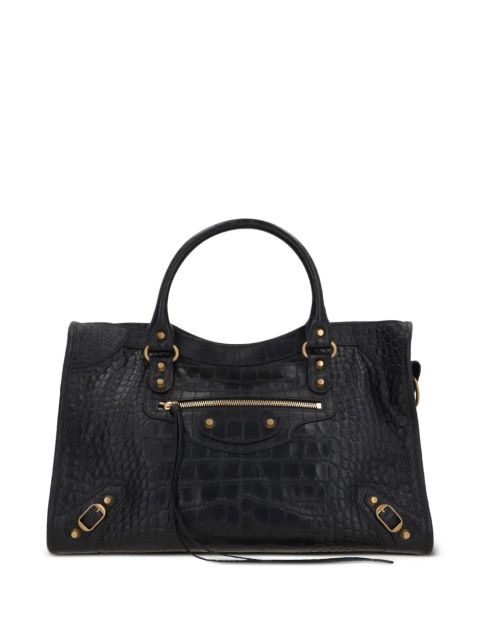 Balenciaga medium Le City crocodile-embossed top-handle tote bag - Black - zdjęcie produktu nr 1