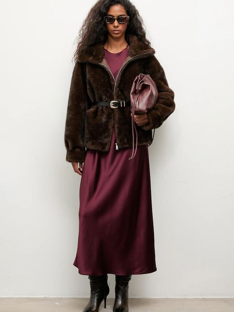 Answear.LAB kurtka kolor brązowy przejściowa oversize - zdjęcie produktu nr 2