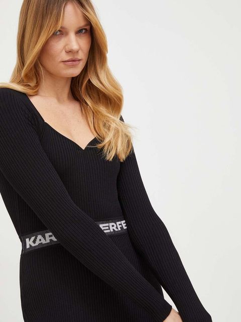 Karl Lagerfeld sukienka kolor czarny midi dopasowana