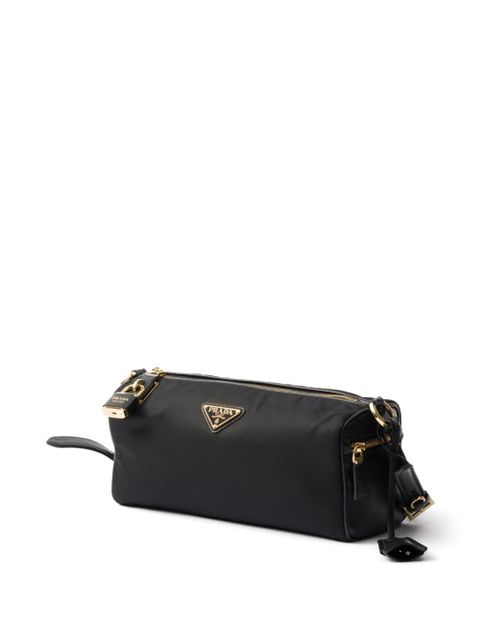 Prada medium leather-trim shoulder bag - Black