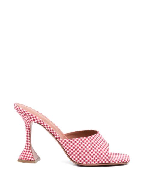 Amina Muaddi Lupita gingham sandals - Red - zdjęcie produktu nr 1