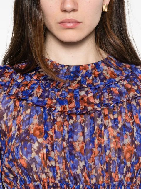 Ulla Johnson Athene ruffled floral-pattern blouse - Blue
