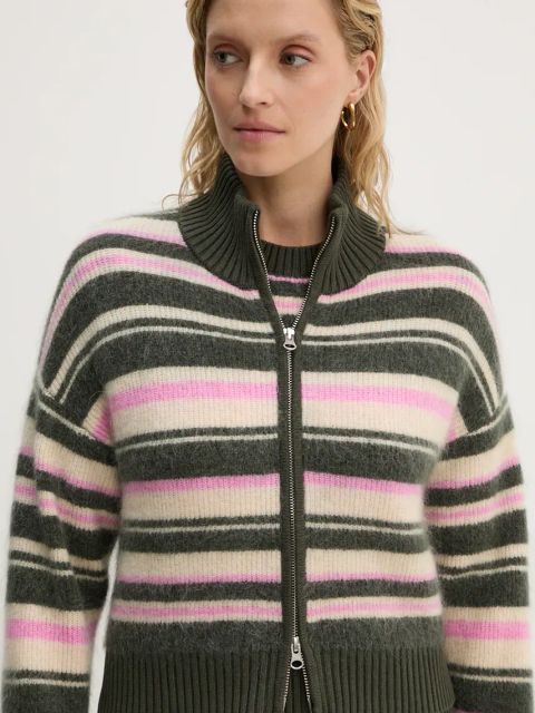 Samsoe Samsoe kardigan wełniany JEANNE kolor zielony lekki F23300143