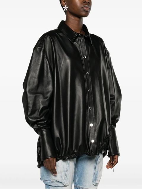 The Attico leather shirt jacket - Black