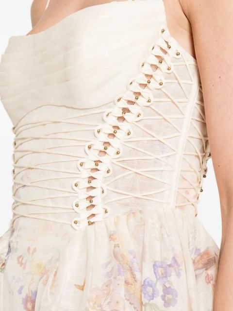 ZIMMERMANN floral corset mini dress - Neutrals