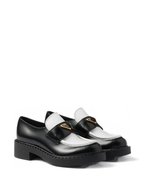 Prada leather Triangle-logo loafers - Black - zdjęcie produktu nr 2