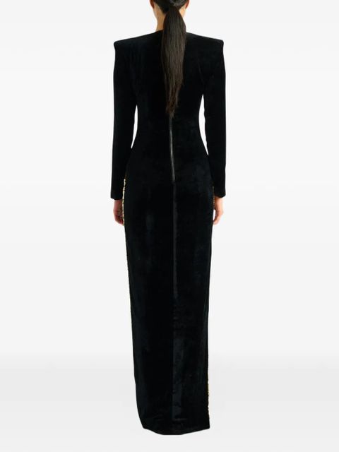 Balmain embellished velvet maxi dress - Black