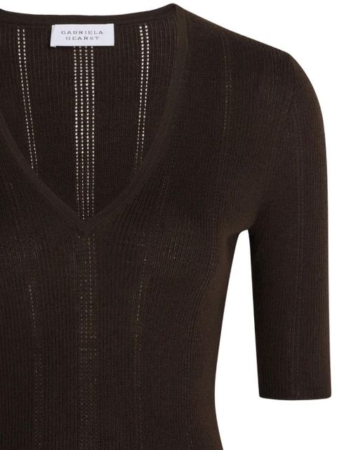 Gabriela Hearst Amari V-neck knitted top - Brown - zdjęcie produktu nr 2