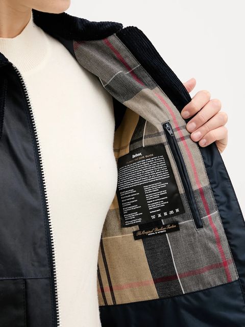 Barbour kurtka bawełniana Kearton kolor granatowy przejściowa LWX1518