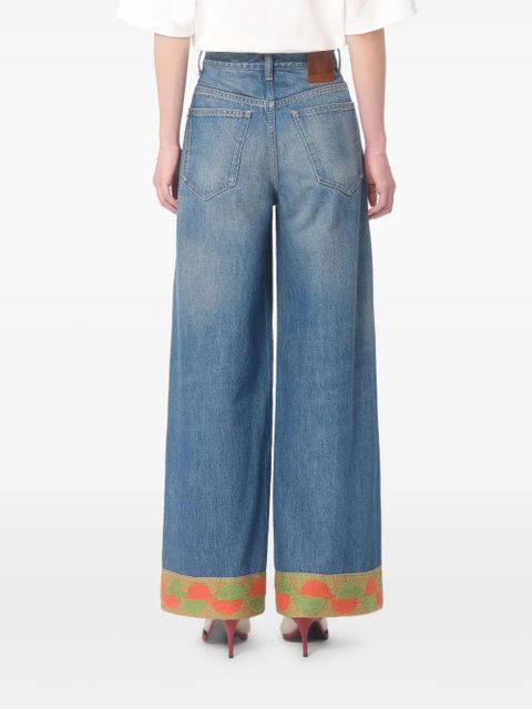 Valentino Garavani jacquard-trim jeans - Blue