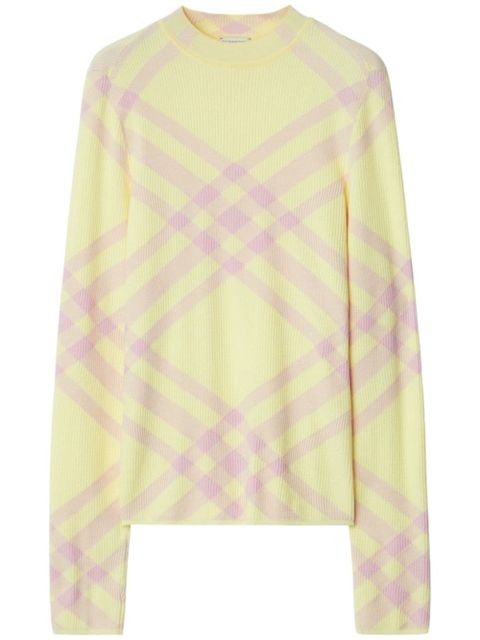 Burberry check-pattern ribbed jumper - Yellow - zdjęcie produktu nr 1