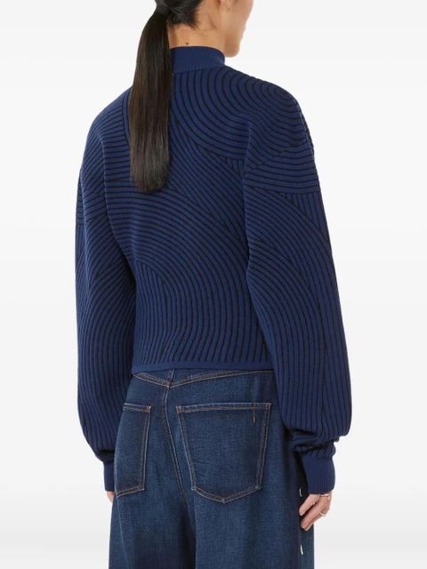 Max Mara Febo wave-pattern high-neck sweater - Blue