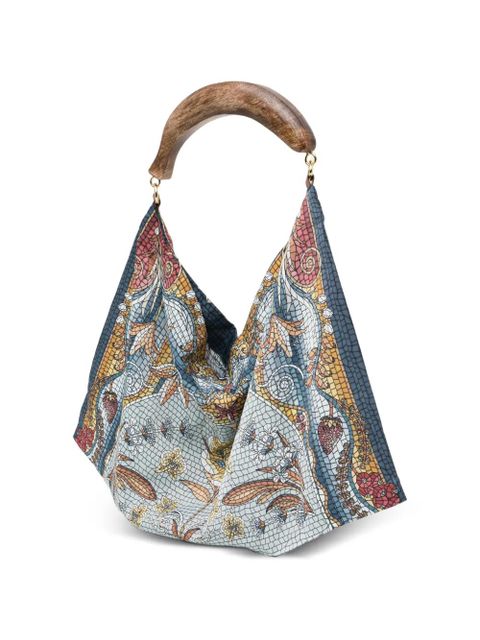 FARM Rio wooden handle print tote bag - Brown - zdjęcie produktu nr 2