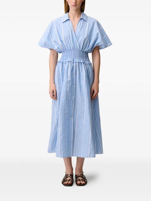 Claudie Pierlot striped shirred cotton dress - Blue