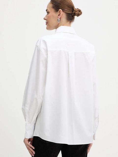 Karl Lagerfeld koszula bawełniana damska kolor biały relaxed z kołnierzykiem klasycznym A4W11022