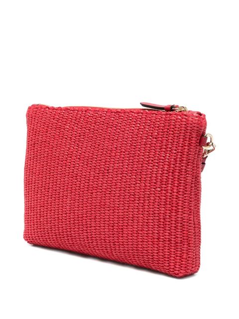 Jimmy Choo logo-embroidered woven clutch bag