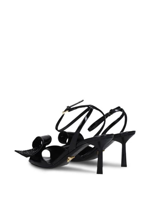 Prada crystal-embellished bow sandals - Black