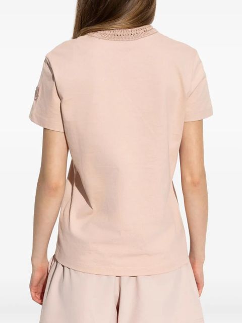 Moncler crochet-detail cotton T-shirt - Pink