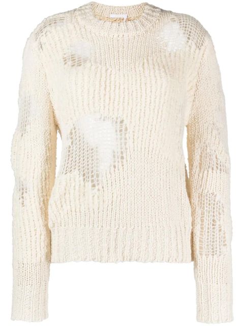 Chloé Generous chunky-knit distressed jumper - White - zdjęcie produktu nr 1
