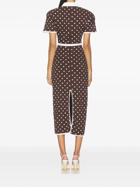 Rowen Rose polka-dot belted dress - Brown