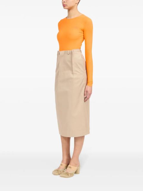 MM6 Maison Margiela pleat-detailing midi skirt - Neutrals