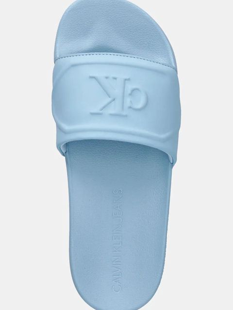Calvin Klein Jeans klapki SLIDE PU HF MG damskie kolor niebieski YW0YW01879