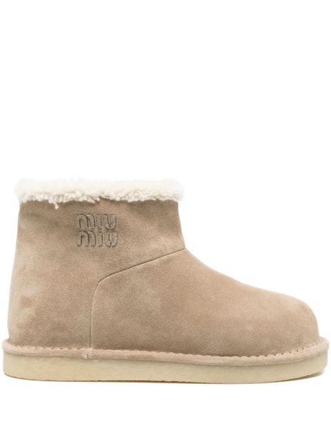 Miu Miu suede shearling-lined ankle boots - Neutrals - zdjęcie produktu nr 1