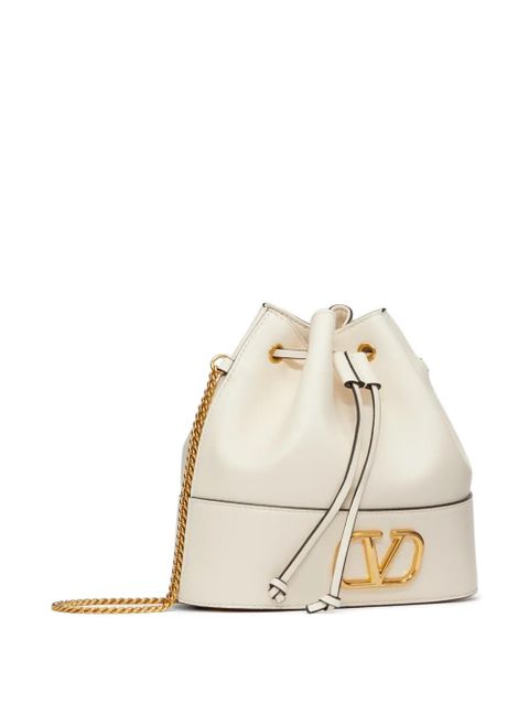 Valentino Garavani mini VLogo signature bucket bag in nappa leather - Neutrals