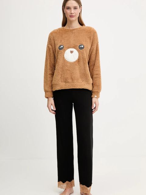 United Colors of Benetton spodnie piżamowe damskie kolor czarny 3Z123F04A