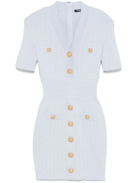 Balmain button-detail knitted mini dress - Blue - zdjęcie produktu nr 1
