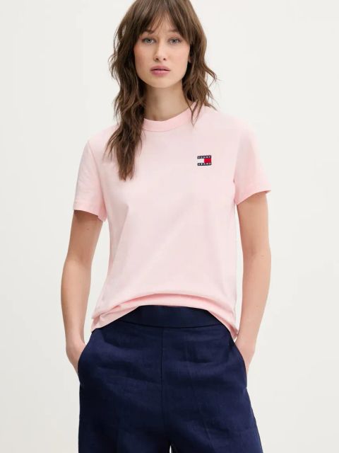 Tommy Jeans t-shirt bawełniany damski kolor różowy DW0DW20153