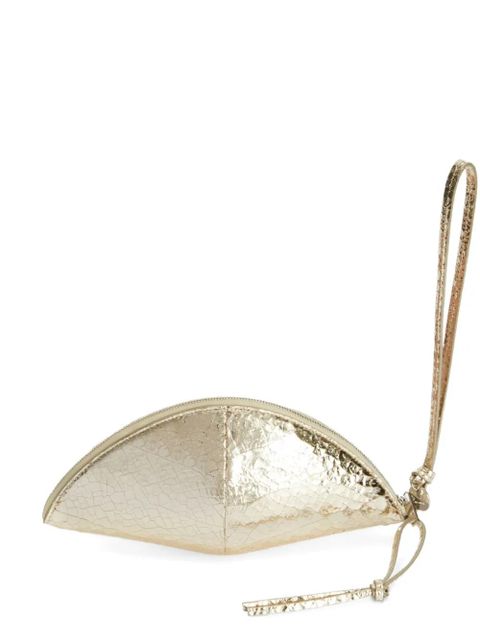 Jil Sander crackled curve leather clutch - Gold - zdjęcie produktu nr 1