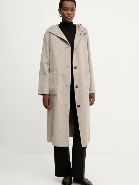 Liviana Conti płaszcz wełniany kolor beżowy F5WW72 - zdjęcie produktu nr 1