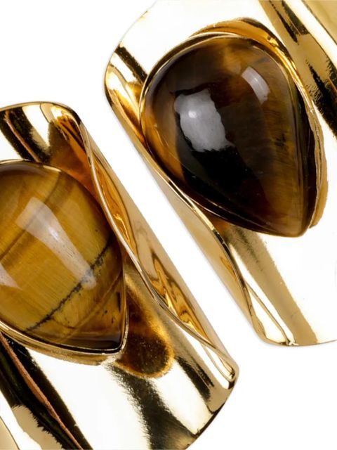 Jennifer Behr keziah tigers eye plated earrings - Gold - zdjęcie produktu nr 2