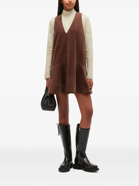 GANNI V-neck corduroy mini dress - Brown - zdjęcie produktu nr 2