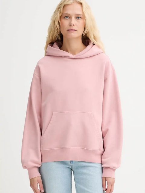 Levi's bluza bawełniana damska kolor różowy z kapturem gładka A8790