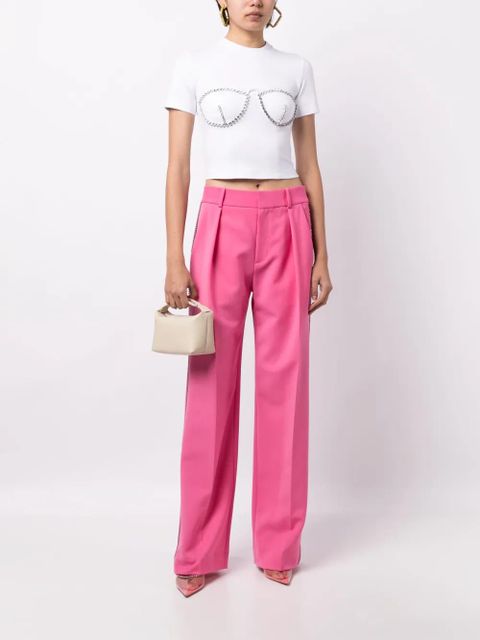 AREA crystal-embellished cropped T-shirt - White